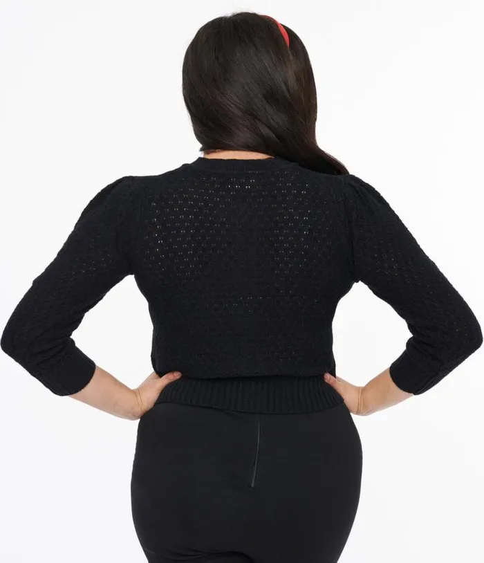 1950s Black Love At The Ranch Cropped Cardigan Clothing Unique Vintage Sweaters and Cardigans