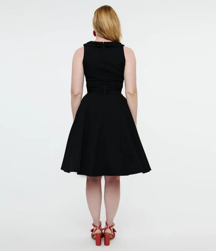 1950s Black Swing Dress DressesPlus Unique Vintage Pocket Dresses