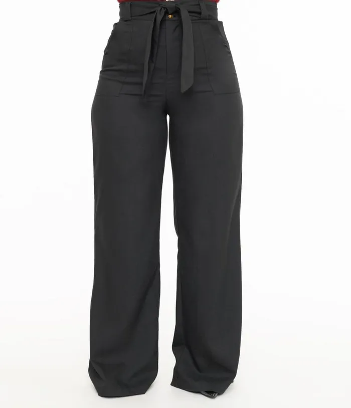 1950s Black Wide Leg Trousers Clothing Unique Vintage Pants