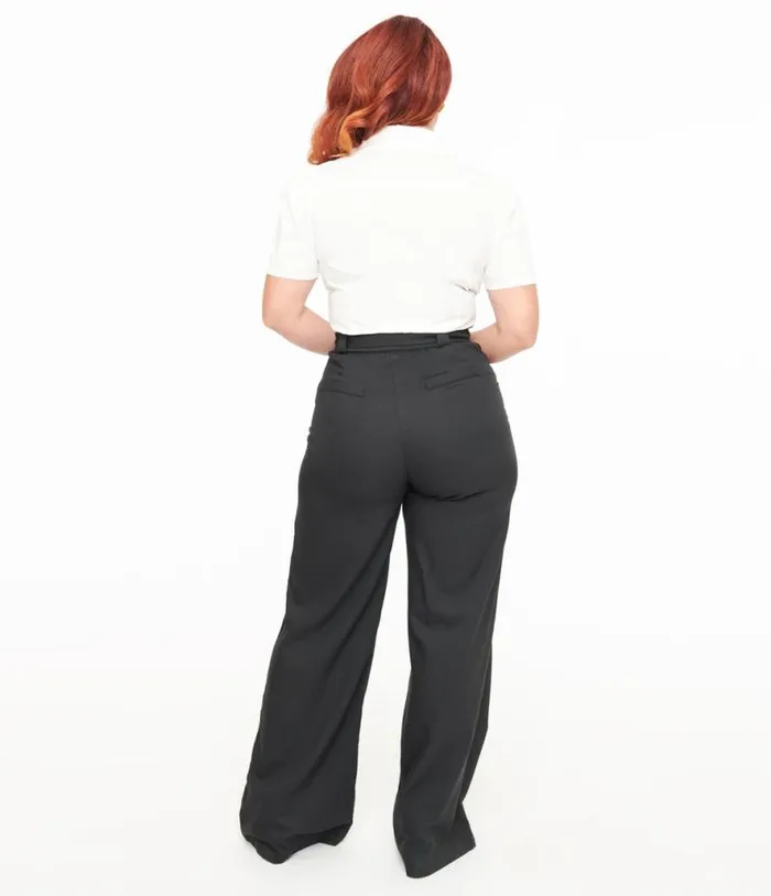 1950s Black Wide Leg Trousers Clothing Unique Vintage Pants
