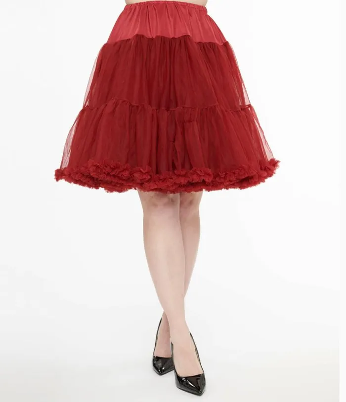 1950s Burgundy Retro Style Ruffled Petticoat Crinoline Accessories Unique Vintage Petticoats 1950s Burgundy Retro Style Ruffled Petticoat Crinoline Accessories Unique Vintage Petticoats
