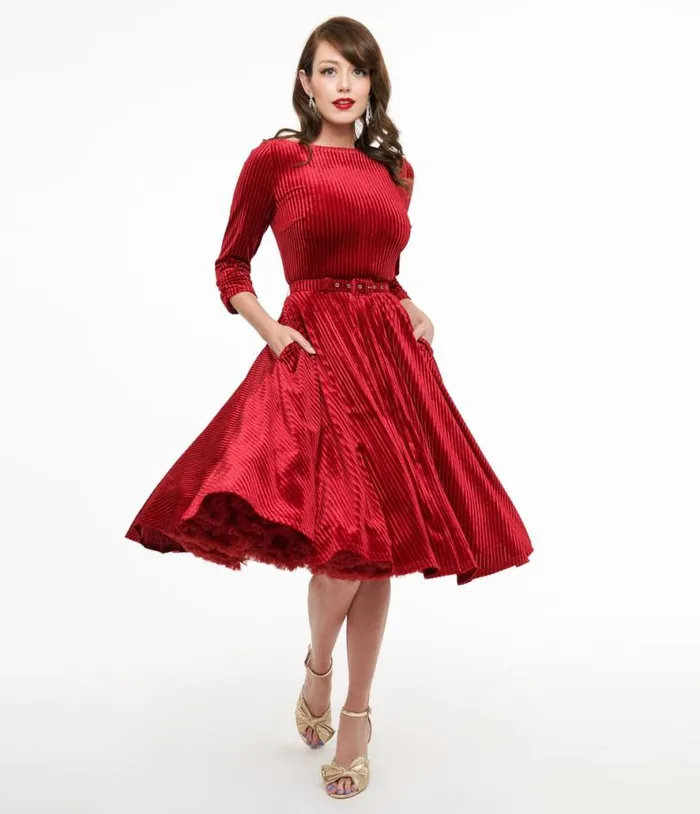 1950s Burgundy Textured Velvet Devon Swing Dress Dresses Unique Vintage Pocket Dresses 1950s Burgundy Textured Velvet Devon Swing Dress Dresses Unique Vintage Pocket Dresses