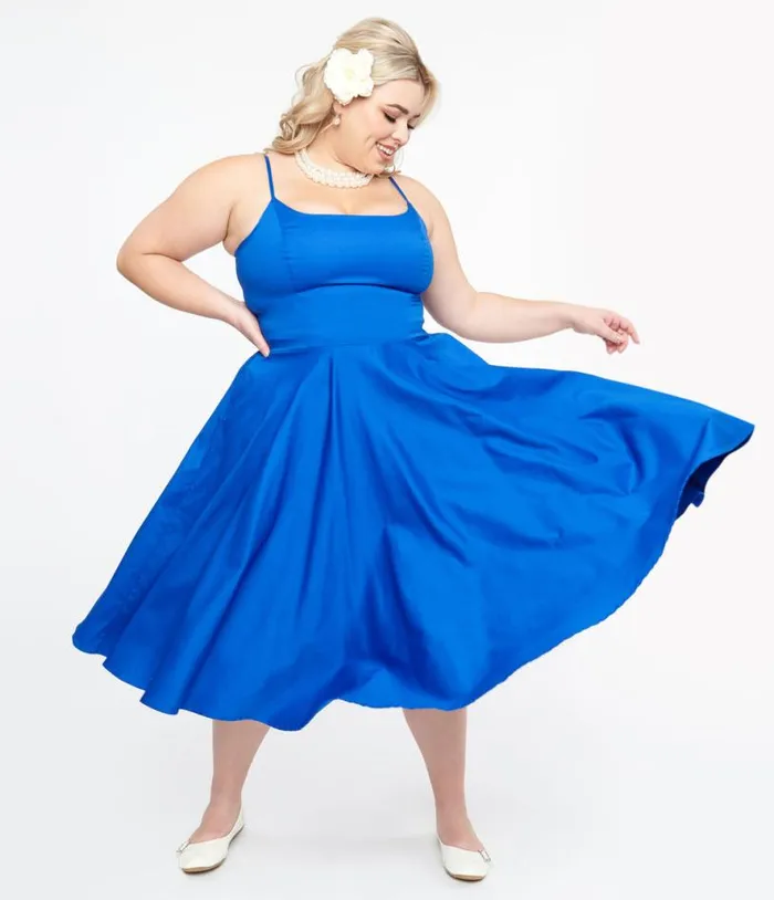 1950s Cobalt Blue Cotton Swing Dress DressesPlus Unique Vintage Pocket Dresses 1950s Cobalt Blue Cotton Swing Dress DressesPlus Unique Vintage Pocket Dresses