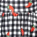 1950s Curve Black and White Chili Pepper Gingham Swing Dress Dresses Unique Vintage Pocket Dresses