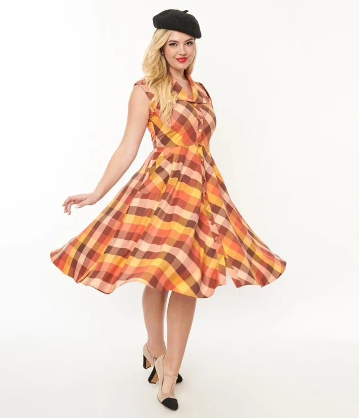 1950s Fall Madras Plaid Shirt Dress Dresses Unique Vintage Pocket Dresses