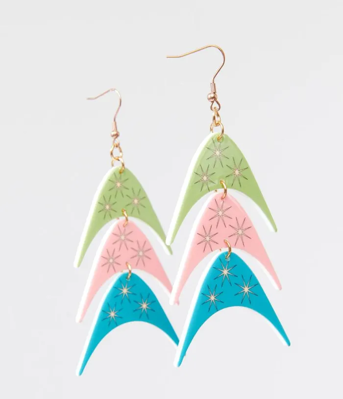 1950s Multicolor Boomerang Trio Earrings Accessories Unique Vintage Earrings