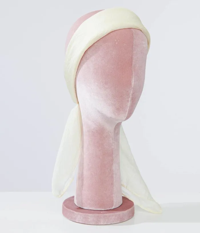 1950s Off White Hair Scarf Accessories Unique Vintage Gloves and Scarves