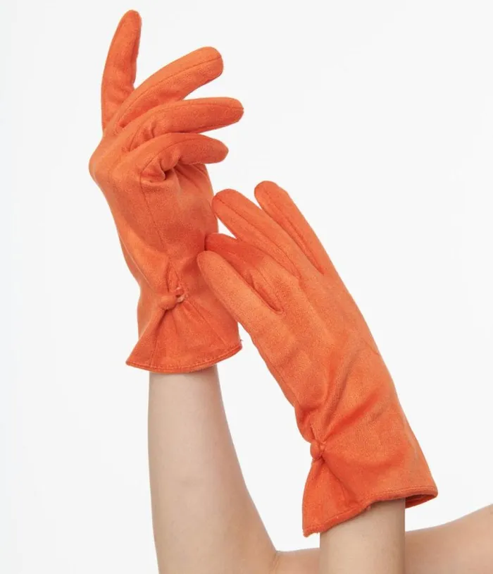 1950s Orange Suede Gloves Accessories Unique Vintage Gloves and Scarves