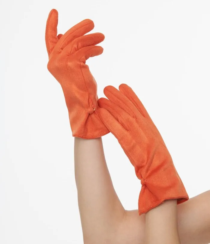 1950s Orange Suede Gloves Accessories Unique Vintage Gloves and Scarves