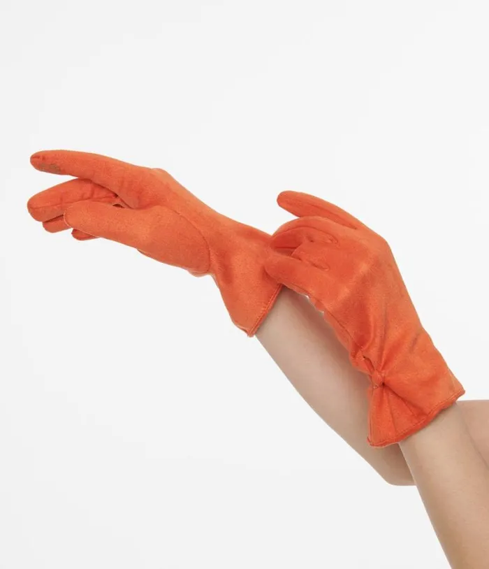 1950s Orange Suede Gloves Accessories Unique Vintage Gloves and Scarves