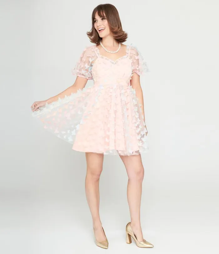 1950s Pastel Rainbow Butterfly Babydoll Dress DressesPlus Unique Vintage Babydoll 1950s Pastel Rainbow Butterfly Babydoll Dress DressesPlus Unique Vintage Babydoll