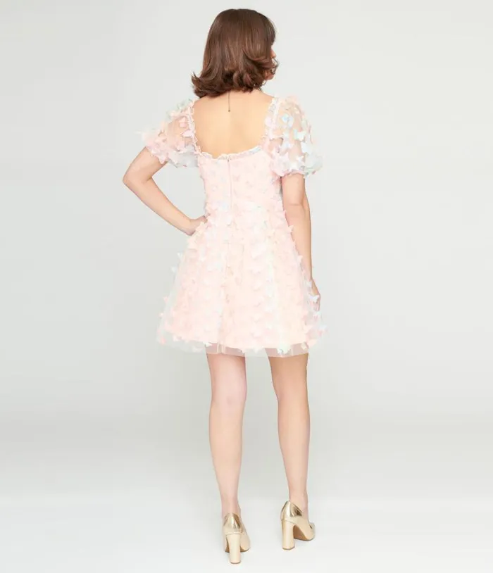 1950s Pastel Rainbow Butterfly Babydoll Dress DressesPlus Unique Vintage Babydoll