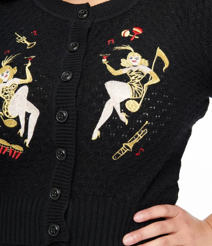 1950s Showgirls Cropped Cardigan Clothing Unique Vintage Sweaters and Cardigans