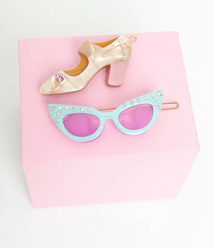 1950s Sunglasses and Heel Hair Pin Set Accessories Unique Vintage Hair Clips 1950s Sunglasses and Heel Hair Pin Set Accessories Unique Vintage Hair Clips