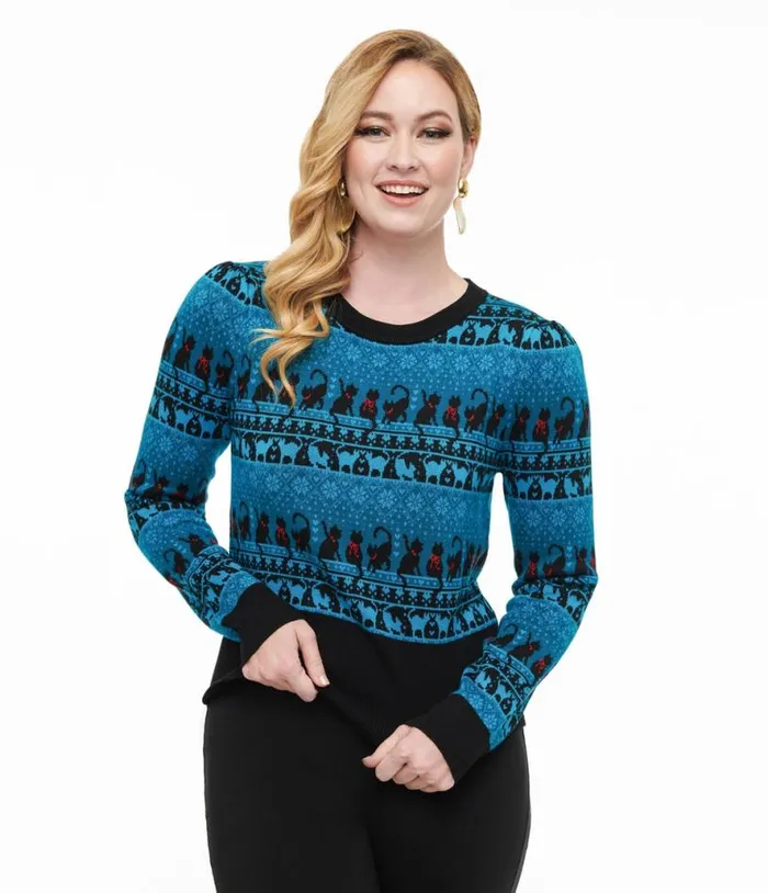 1950s Teal Snowflakes and Cats Sweater Clothing Unique Vintage Sweaters and Cardigans 1950s Teal Snowflakes and Cats Sweater Clothing Unique Vintage Sweaters and Cardigans