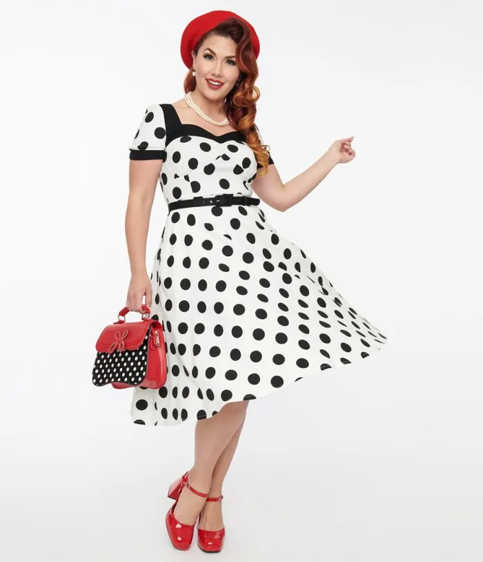 1950s White and Black Polka Dot Swing Dress Dresses Unique Vintage Pocket Dresses 1950s White and Black Polka Dot Swing Dress Dresses Unique Vintage Pocket Dresses