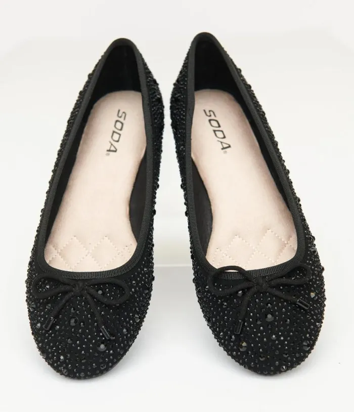 1960s Black Sparkle Flats Shoes Unique Vintage Flats