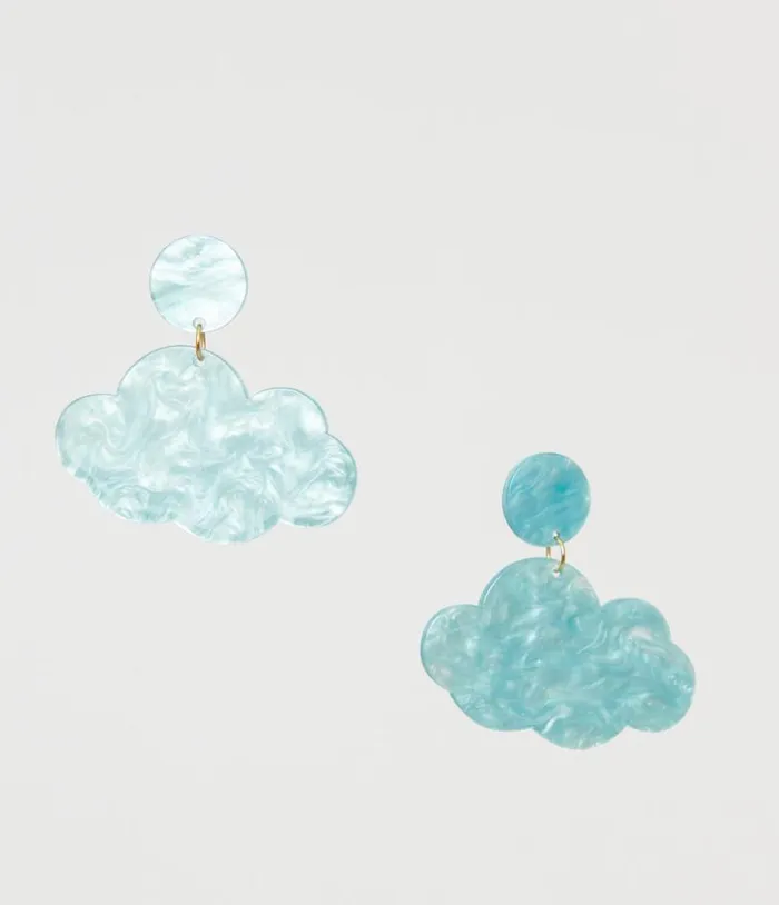 1960s Light Blue Shimmer Cloud Earrings Accessories Unique Vintage Earrings