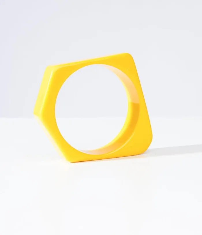 1960s Yellow Acrylic Stacking Bangle Accessories Unique Vintage Bracelets