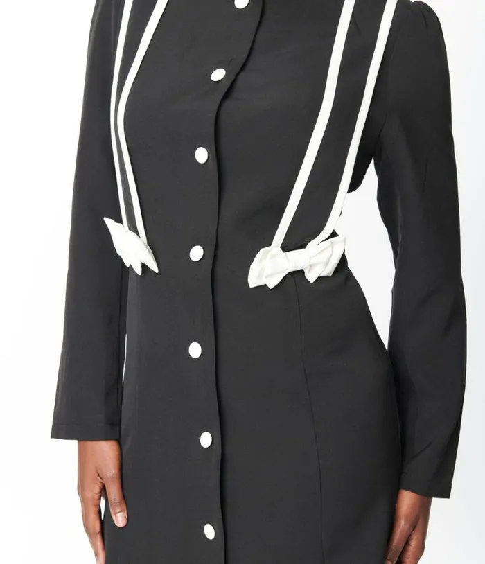 1970s Black and White Bow Coat ClothingPlus Unique Vintage Jackets