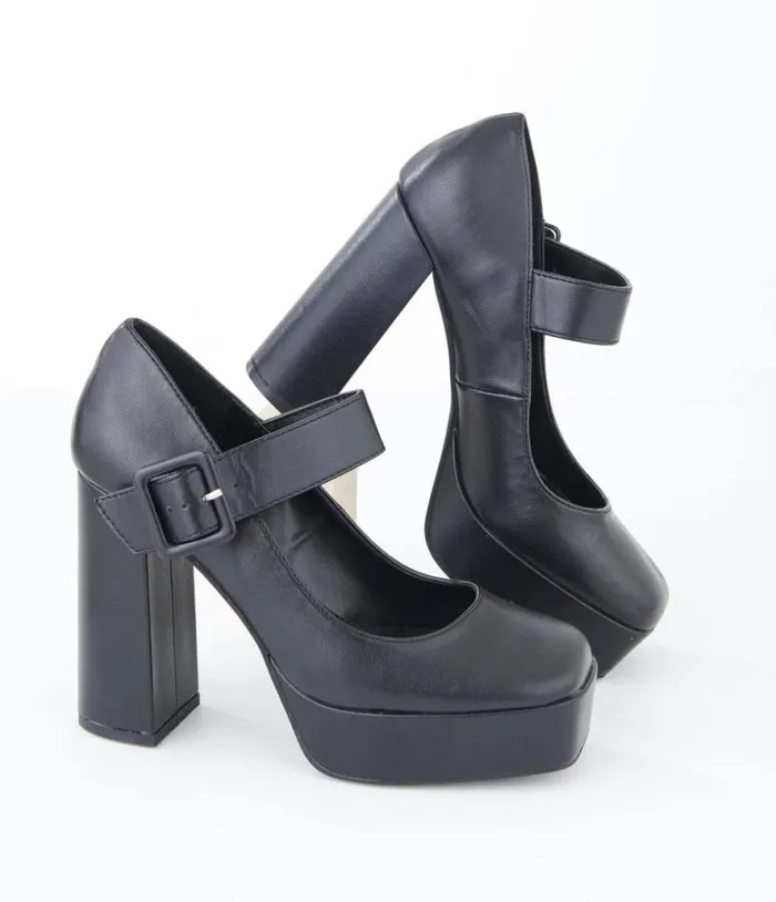 1970s Black Leatherette Platform Mary Jane Heels Shoes Unique Vintage Heels 1970s Black Leatherette Platform Mary Jane Heels Shoes Unique Vintage Heels