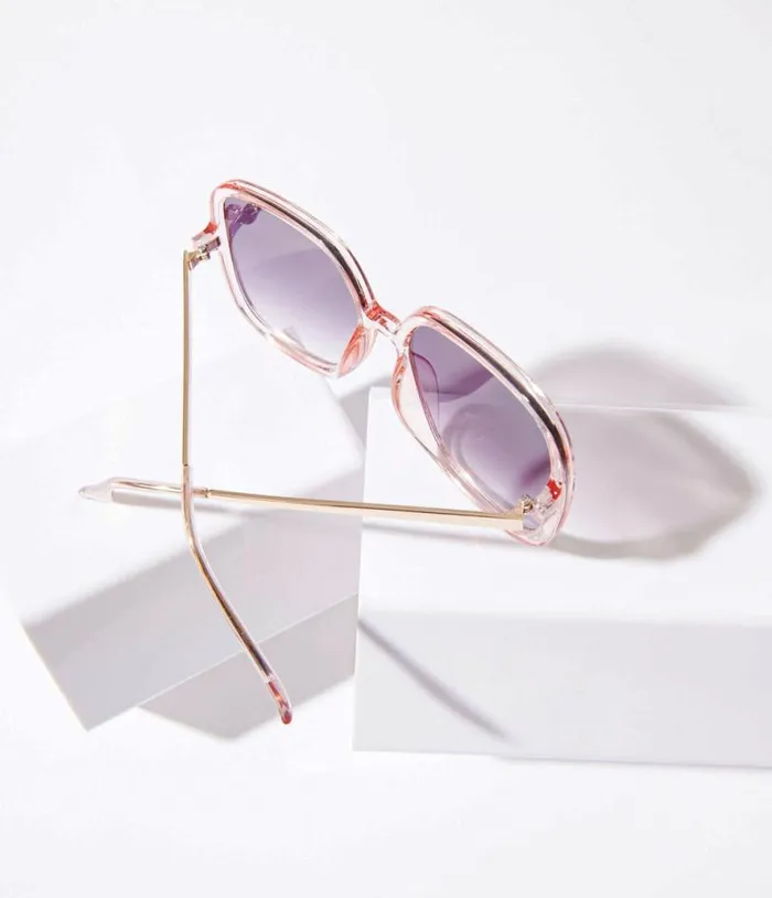 1970s Retro Light Pink Square Sunglasses Accessories Unique Vintage Sunglasses