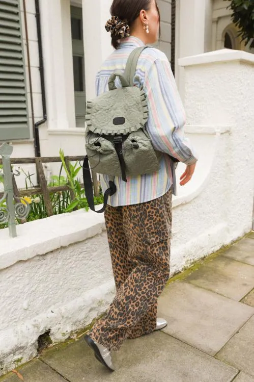 Accessories Bags Damson Madder Rose Quilted Backpack Khaki