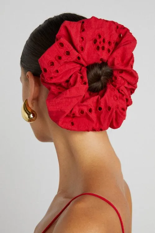 Accessories Hair Accessories Damson Madder Red Broderie Oversized Scrunchie Accessories Hair Accessories Damson Madder Red Broderie Oversized Scrunchie