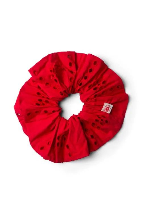 Accessories Hair Accessories Damson Madder Red Broderie Oversized Scrunchie