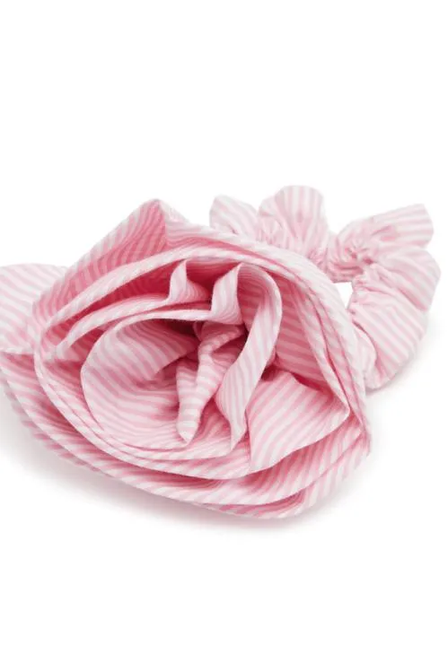 Accessories Hair Accessories Damson Madder Rosette Scrunchie In Pink Stripe