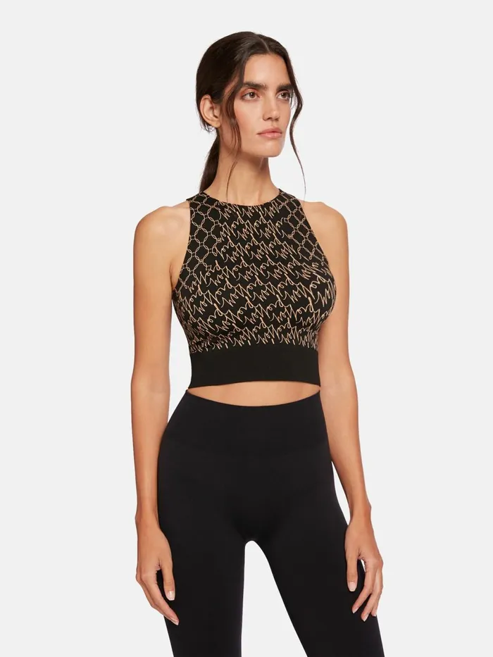 Aurora Monogram Crop Top Desertblack Women Wolford Tops