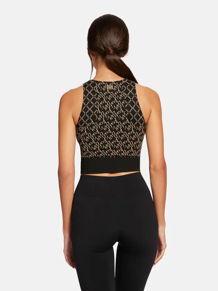 Aurora Monogram Crop Top Desertblack Women Wolford Tops