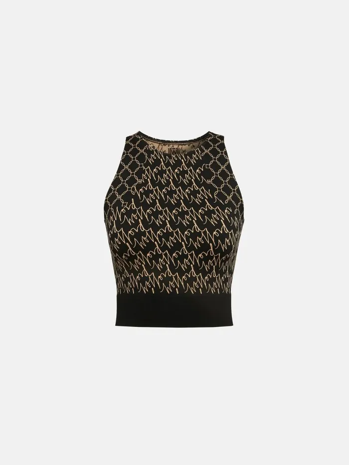 Aurora Monogram Crop Top Desertblack Women Wolford Tops