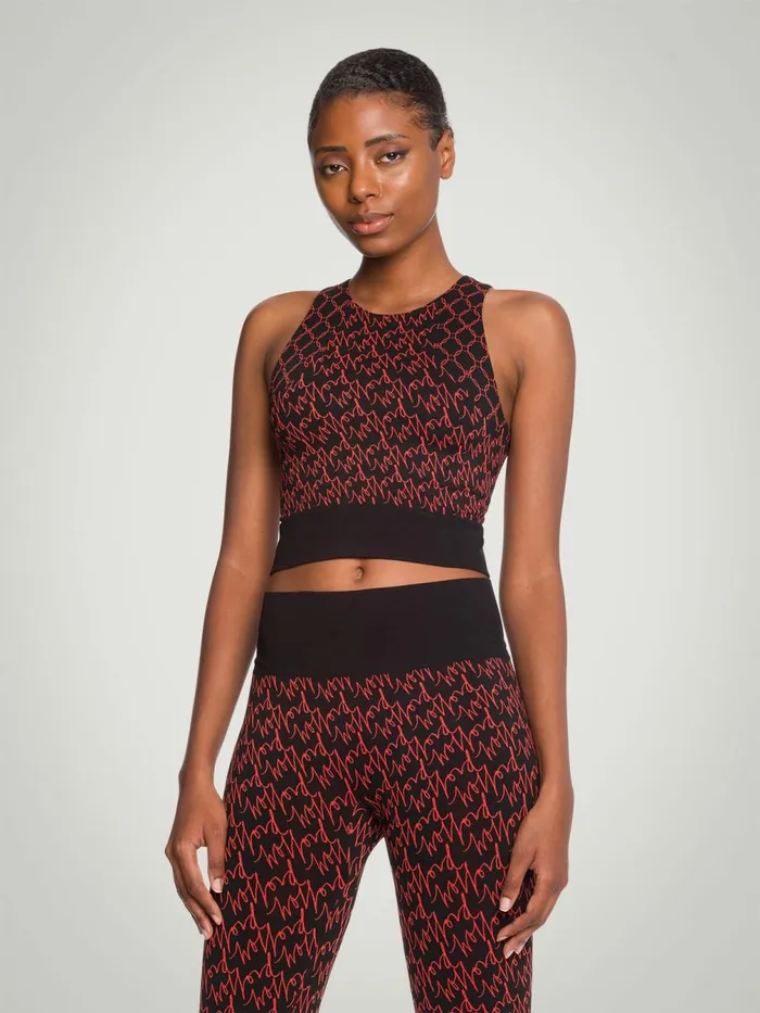Aurora Monogram Crop Top Jasperblack Women Wolford Tops