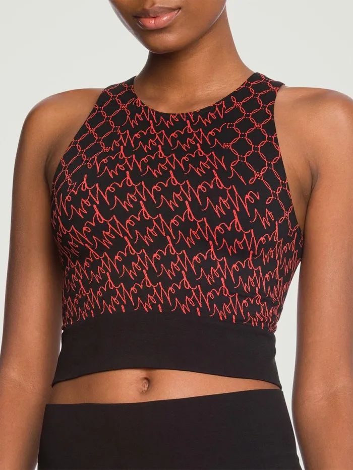 Aurora Monogram Crop Top Jasperblack Women Wolford Tops