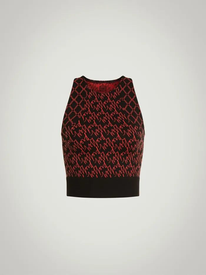 Aurora Monogram Crop Top Jasperblack Women Wolford Tops