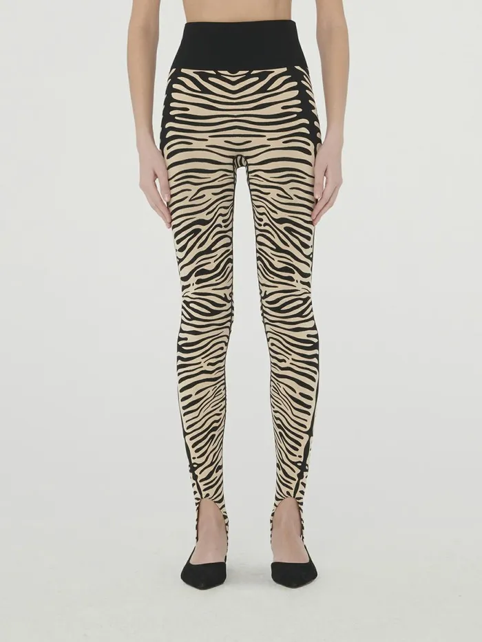 Aurora Zebra Leggings Stormy Sandblack Women Wolford Fashion Leggings