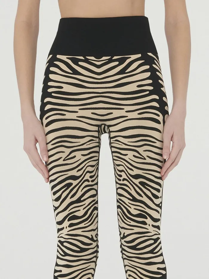 Aurora Zebra Leggings Stormy Sandblack Women Wolford Fashion Leggings