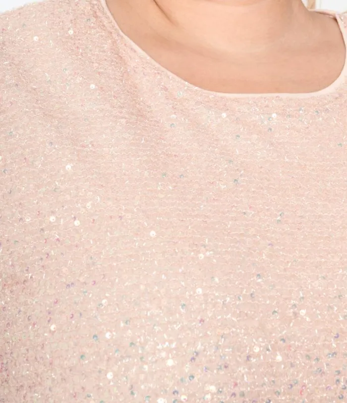 Baby Pink Sequin Asymmetrical Shift Dress Dresses Unique Vintage Pocket Dresses