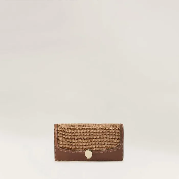 Bags Cross Body Bags Helen Kaminski Adelie Wallet With Raffia Cuoio Nougat
