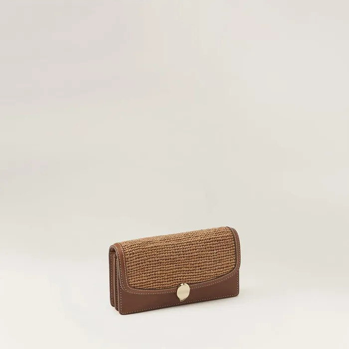 Bags Cross Body Bags Helen Kaminski Adelie Wallet With Raffia Cuoio Nougat