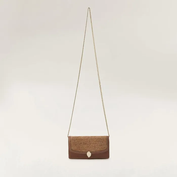 Bags Cross Body Bags Helen Kaminski Adelie Wallet With Raffia Cuoio Nougat