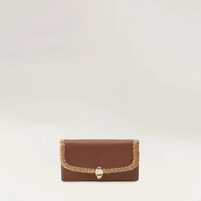 Bags Cross Body Bags Helen Kaminski Blisse Wallet With Raffia Cuoio Nougat