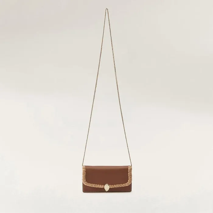 Bags Cross Body Bags Helen Kaminski Blisse Wallet With Raffia Cuoio Nougat