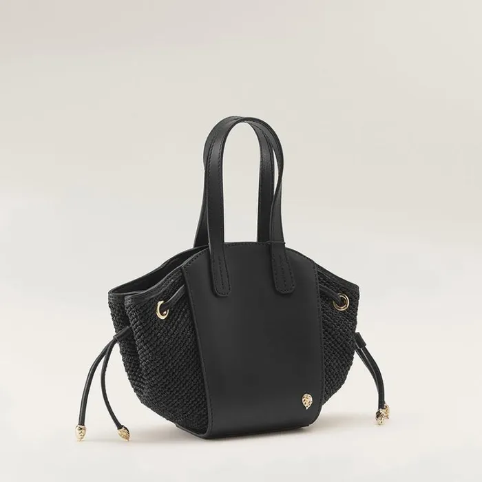 Bags Mini Bags Helen Kaminski Piaf Tote With Raffia Blackcharcoal