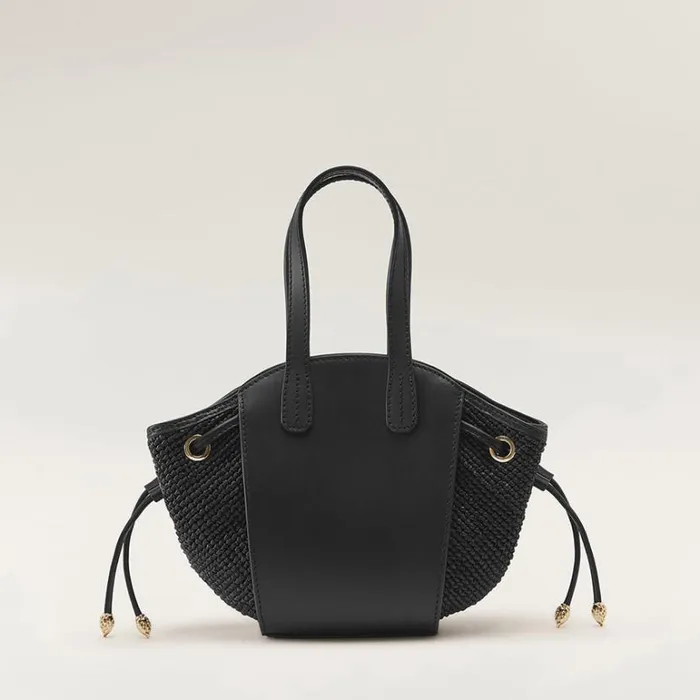 Bags Mini Bags Helen Kaminski Piaf Tote With Raffia Blackcharcoal