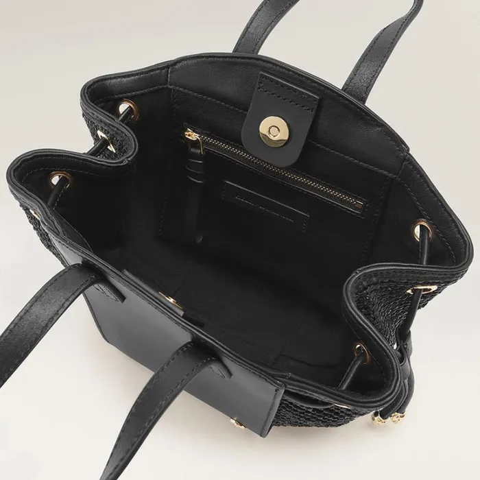 Bags Mini Bags Helen Kaminski Piaf Tote With Raffia Blackcharcoal