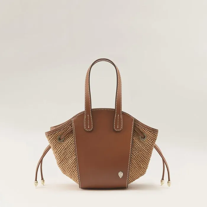 Bags Mini Bags Helen Kaminski Piaf Tote With Raffia Cuoio Nougat