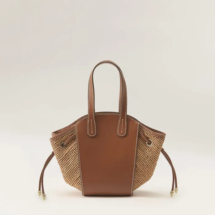 Bags Mini Bags Helen Kaminski Piaf Tote With Raffia Cuoio Nougat