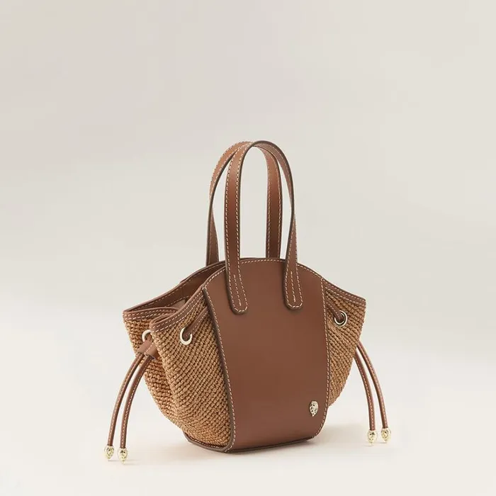 Bags Mini Bags Helen Kaminski Piaf Tote With Raffia Cuoio Nougat